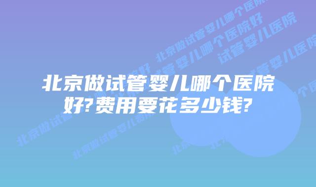 北京做试管婴儿哪个医院好?费用要花多少钱?