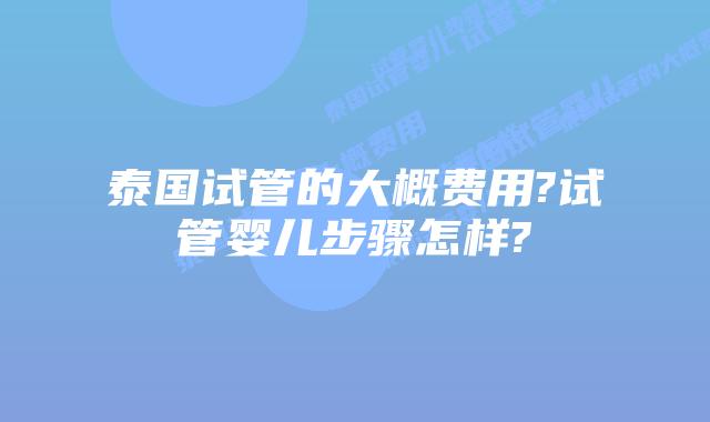 泰国试管的大概费用?试管婴儿步骤怎样?