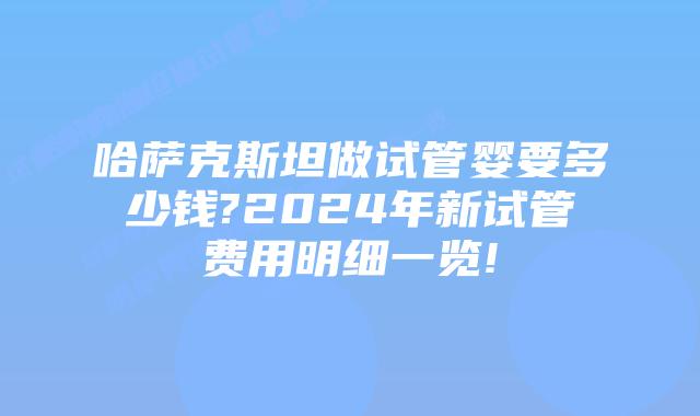 哈萨克斯坦做试管婴要多少钱?2024年新试管费用明细一览!