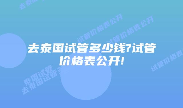去泰国试管多少钱?试管价格表公开!