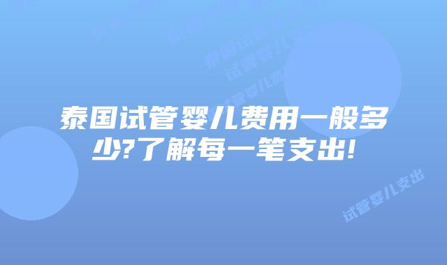 泰国试管婴儿费用一般多少?了解每一笔支出!