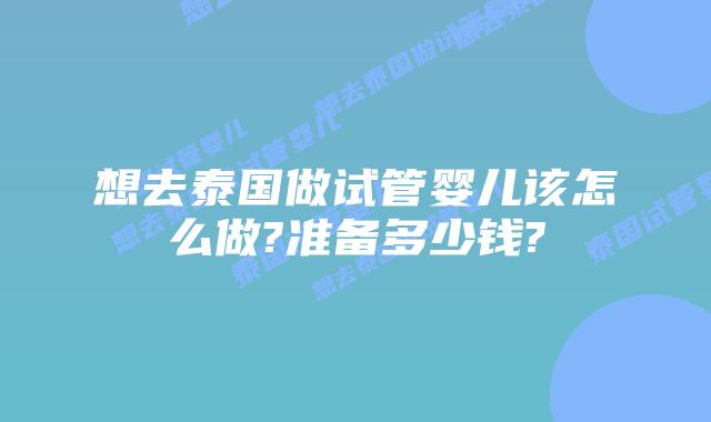 想去泰国做试管婴儿该怎么做?准备多少钱?