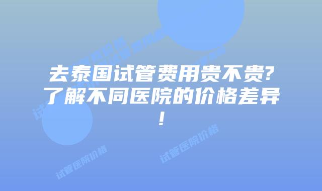 去泰国试管费用贵不贵?了解不同医院的价格差异!