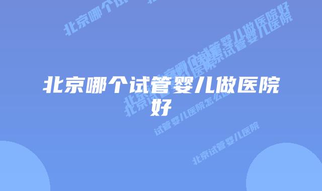 北京哪个试管婴儿做医院好