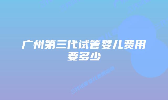 广州第三代试管婴儿费用要多少