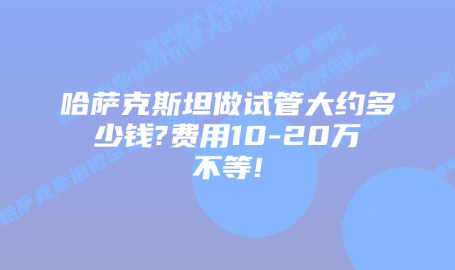 哈萨克斯坦做试管大约多少钱?费用10-20万不等!