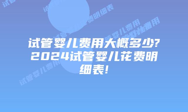 试管婴儿费用大概多少?2024试管婴儿花费明细表!