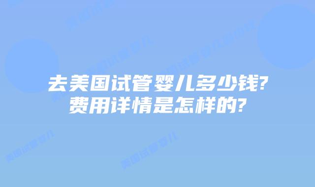 去美国试管婴儿多少钱?费用详情是怎样的?