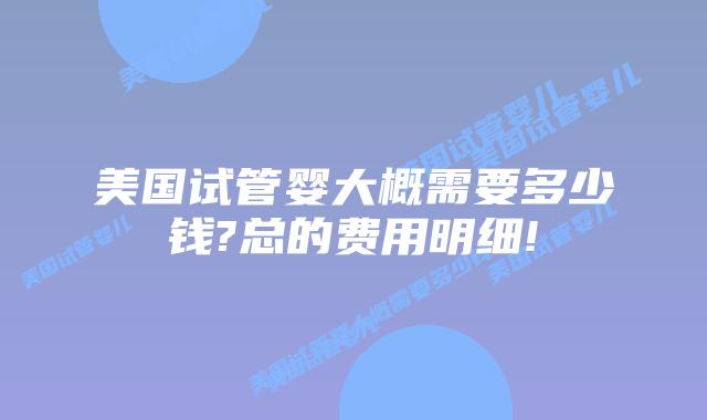 美国试管婴大概需要多少钱?总的费用明细!