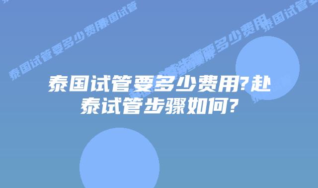 泰国试管要多少费用?赴泰试管步骤如何?