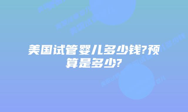 美国试管婴儿多少钱?预算是多少?