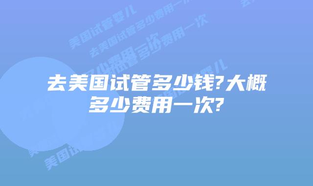 去美国试管多少钱?大概多少费用一次?