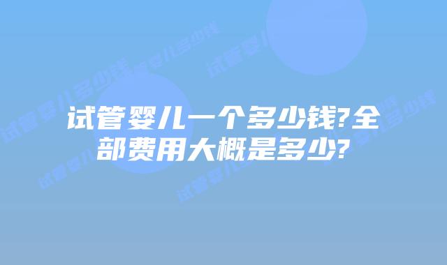 试管婴儿一个多少钱?全部费用大概是多少?