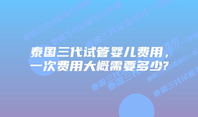 泰国三代试管婴儿费用，一次费用大概需要多少?