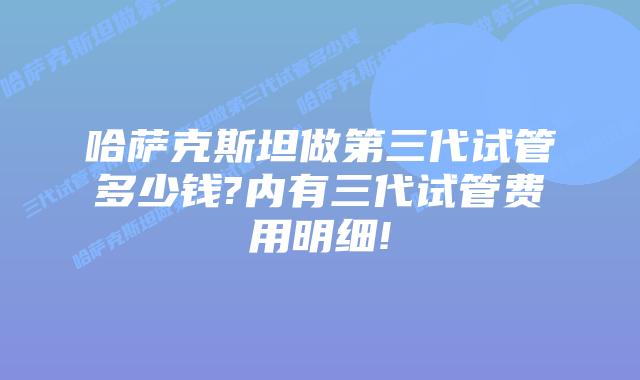 哈萨克斯坦做第三代试管多少钱?内有三代试管费用明细!