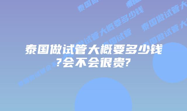 泰国做试管大概要多少钱?会不会很贵?