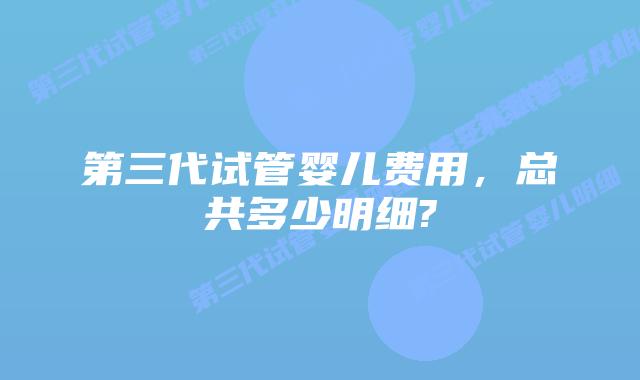 第三代试管婴儿费用,总共多少明细?