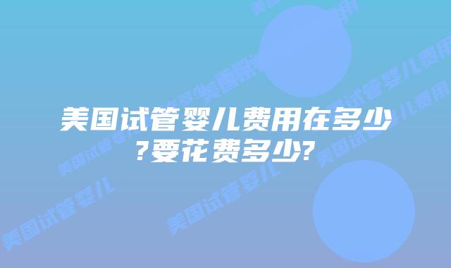 美国试管婴儿费用在多少?要花费多少?