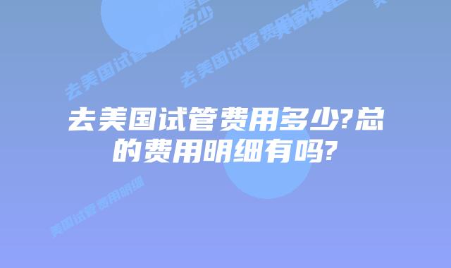 去美国试管费用多少?总的费用明细有吗?