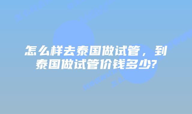 怎么样去泰国做试管，到泰国做试管价钱多少?