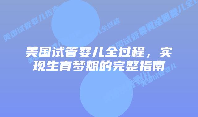 美国试管婴儿全过程，实现生育梦想的完整指南