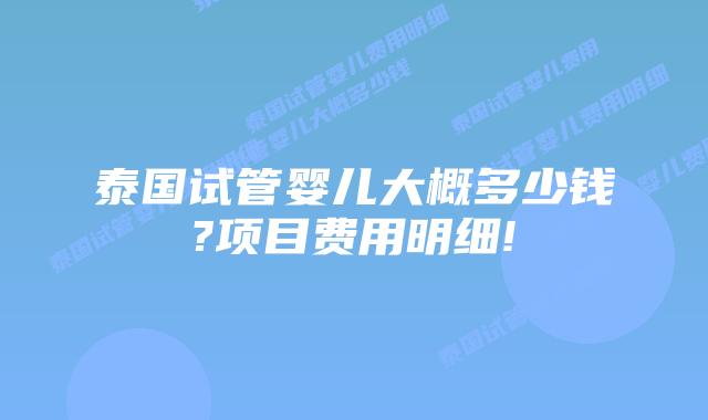 泰国试管婴儿大概多少钱?项目费用明细!