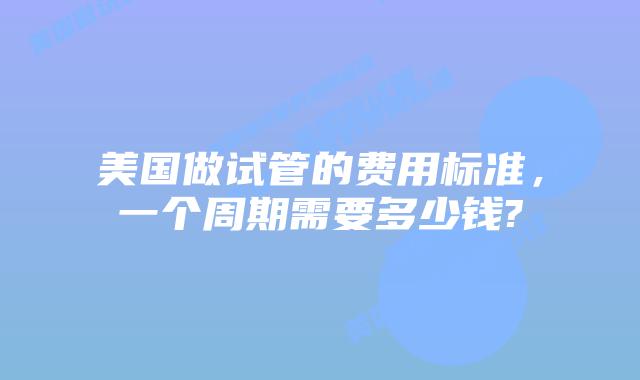 美国做试管的费用标准，一个周期需要多少钱?