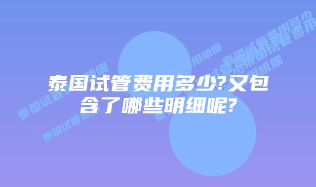 泰国试管费用多少?又包含了哪些明细呢?