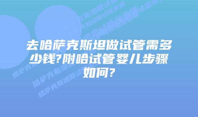 去哈萨克斯坦做试管需多少钱?附哈试管婴儿步骤如何?