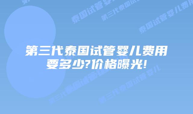 第三代泰国试管婴儿费用要多少?价格曝光!