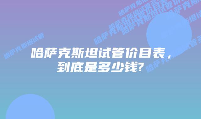哈萨克斯坦试管价目表，到底是多少钱?
