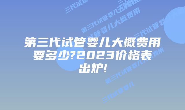 第三代试管婴儿大概费用要多少?2023价格表出炉!