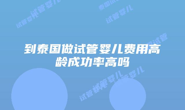 到泰国做试管婴儿费用高龄成功率高吗