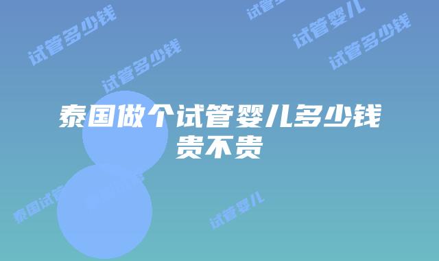 泰国做个试管婴儿多少钱贵不贵