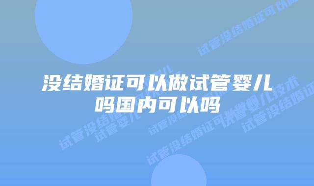 没结婚证可以做试管婴儿吗国内可以吗