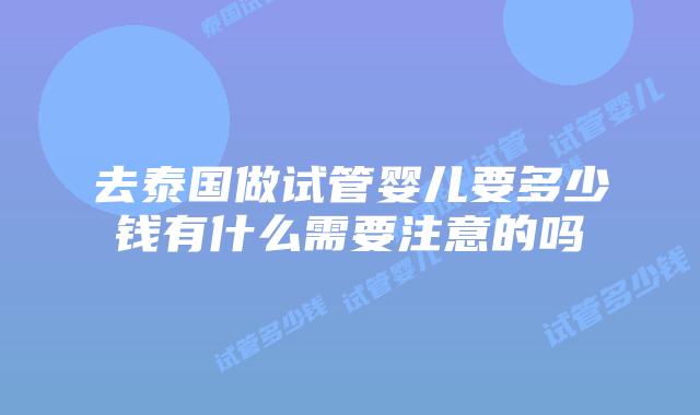 去泰国做试管婴儿要多少钱有什么需要注意的吗