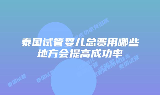 泰国试管婴儿总费用哪些地方会提高成功率