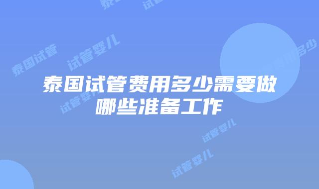 泰国试管费用多少需要做哪些准备工作