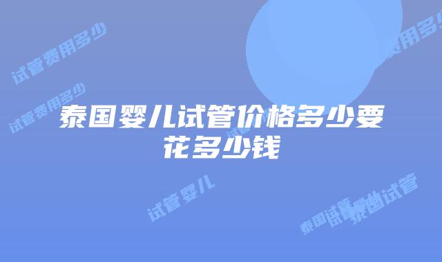 泰国婴儿试管价格多少要花多少钱