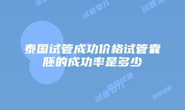 泰国试管成功价格试管囊胚的成功率是多少