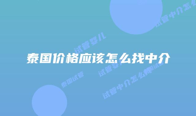 泰国价格应该怎么找中介