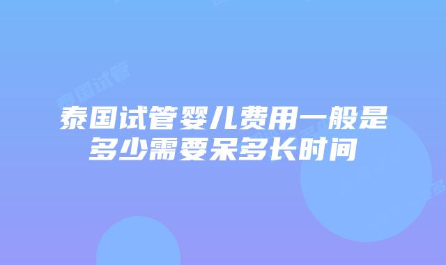 泰国试管婴儿费用一般是多少需要呆多长时间