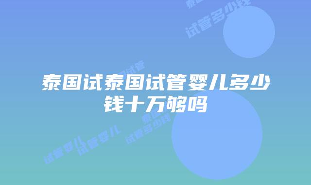 泰国试泰国试管婴儿多少钱十万够吗