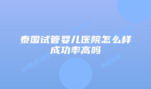 泰国试管婴儿医院怎么样成功率高吗