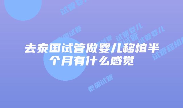 去泰国试管做婴儿移植半个月有什么感觉