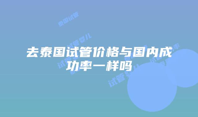 去泰国试管价格与国内成功率一样吗