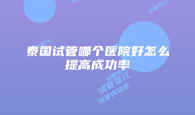 泰国试管哪个医院好怎么提高成功率