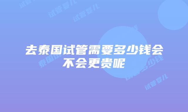 去泰国试管需要多少钱会不会更贵呢