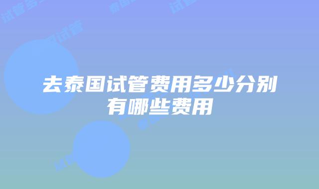去泰国试管费用多少分别有哪些费用