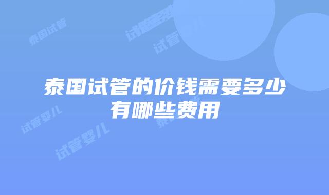 泰国试管的价钱需要多少有哪些费用